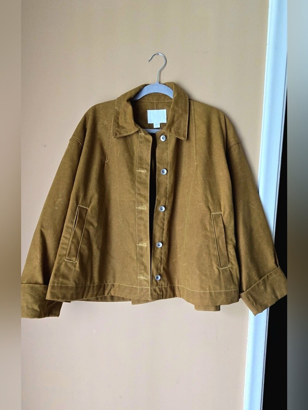 Zara Women's Oversized Wax Cotton-Canvas Jacket in Golden Ochre